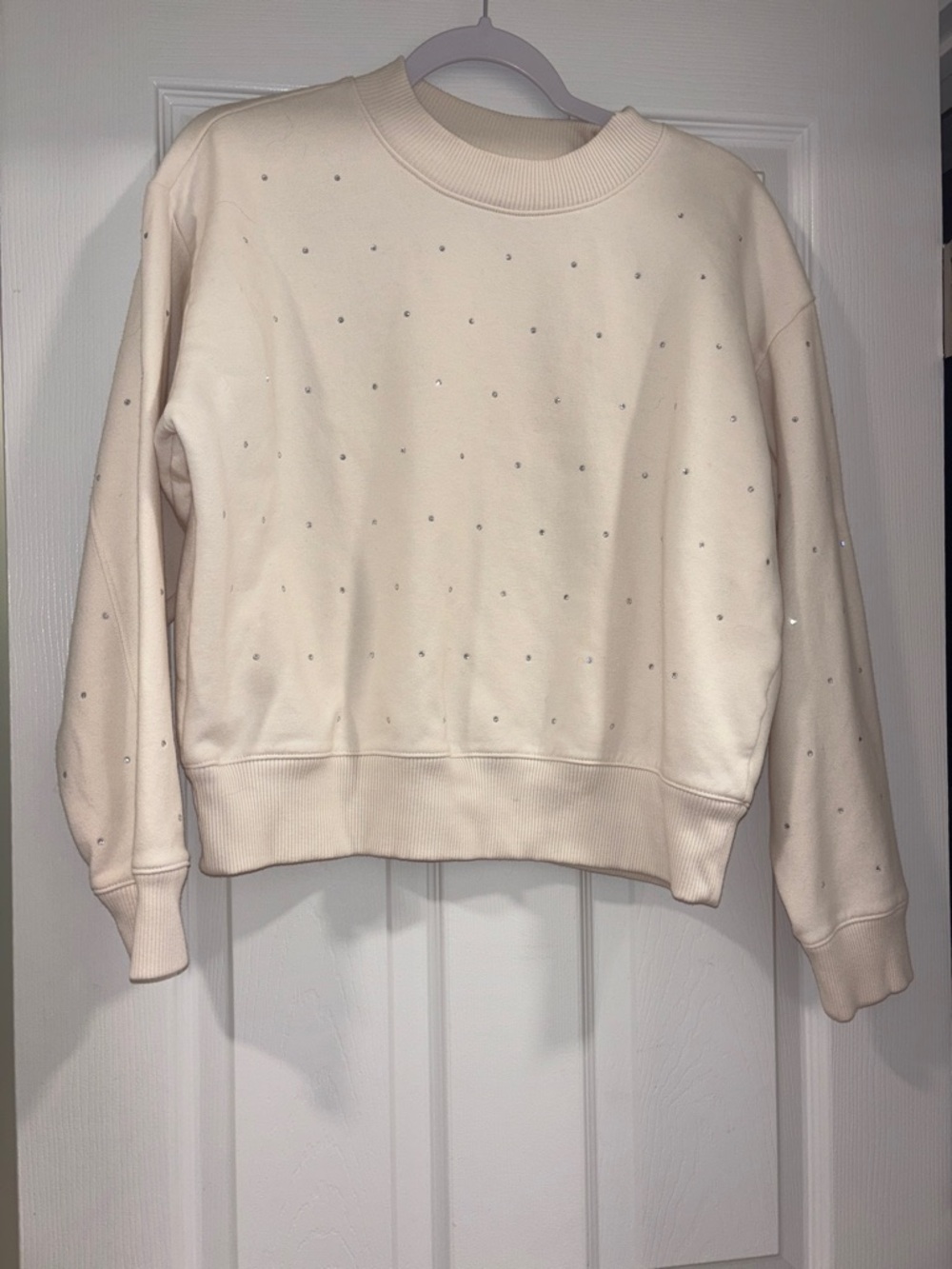 a new day Cream Rhinestone-Embellished Crewneck Sweatshirt
